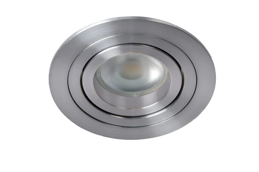 Lucide TUBE - Recessed spotlight - Ø 9,2 cm - 1xGU10 - Satin Chrome - off